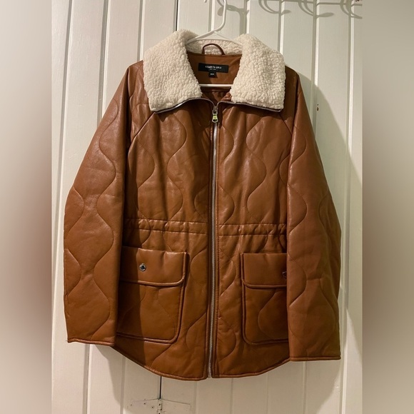 Kenneth Cole faux fur quilted faux leather jacket-medium NWOT - Picture 3 of 10